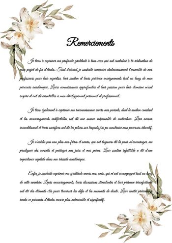 Modèle de Remerciement PDF