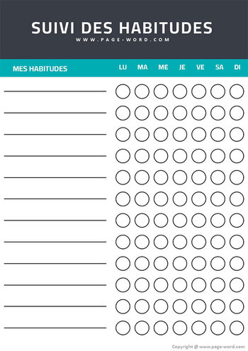 Suivie des habitudes hebdomadaire gratuit PDF