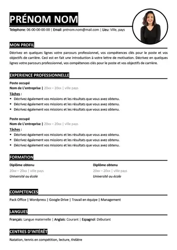 cv-debutant CV prêt à être rempli au format word