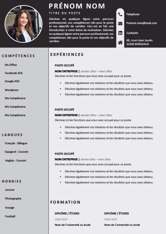 modèle de cv Vierge au format docx