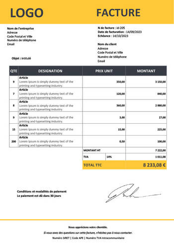 facture-vente Facture vente gratuite au format Word