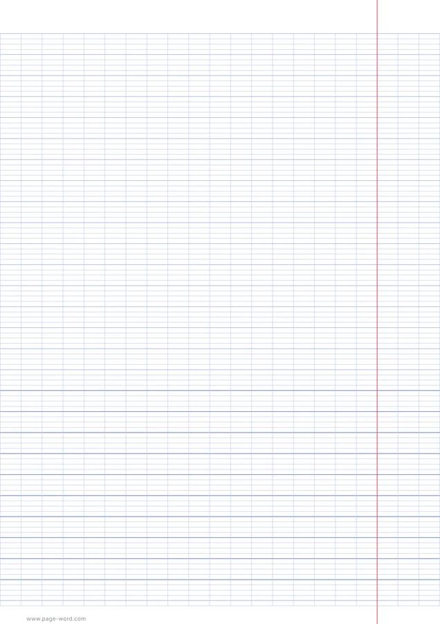 feuille Seyès pour l'écriture arabe, marge à droite — 2,5 mm