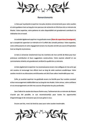 page de Remerciement mémoire de Master