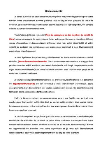 Remerciement thèse doctorat au format Word