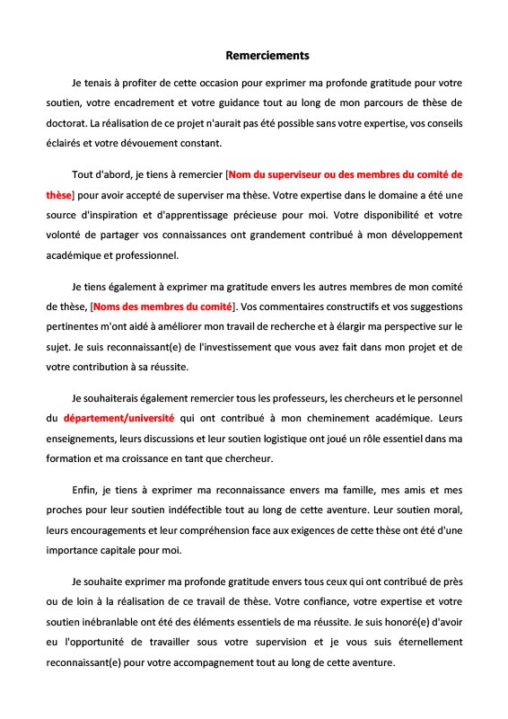 Remerciement thèse doctorat au format Word