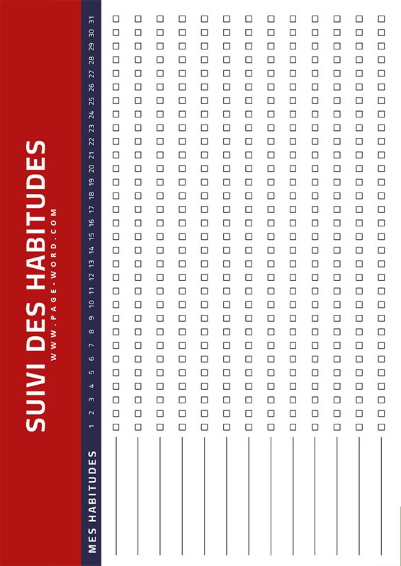 Suivi des habitudes mensuelles imprimable